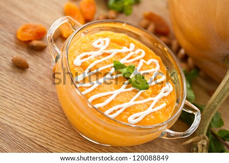 sweet pumpkin porridge background pumpkin and nuts