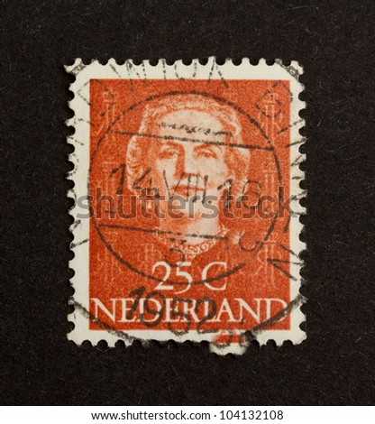 HOLLAND - CIRCA 1970: Stamp printed in the Netherlands shows the head of state, circa 1970