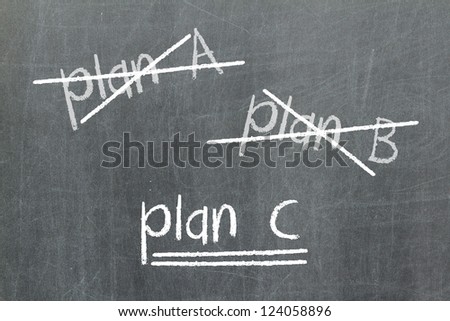 Crossing out Plan A and Plan B and writing Plan C, concept for change of plan