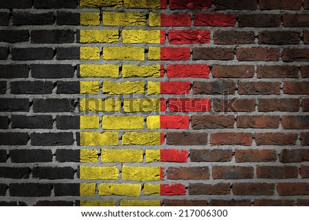 Dark brick wall texture - flag painted on wall - Belgium