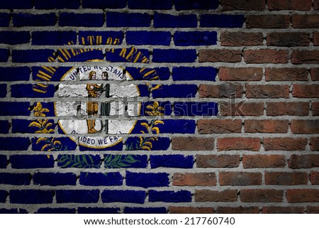 Dark brick wall texture - flag painted on wall - Kentucky