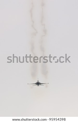 LEEUWARDEN,FRIESLAND,HOLLAND-SEPTEMBER 17: Turkish F-16 Fighting Falcon at the Luchtmachtdagen Airshow on September 17, 2011 at Leeuwarden Airfield, Friesland, Holland.