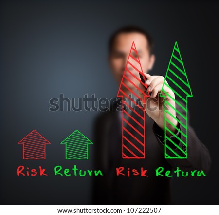 business man writing high risk - high return concept