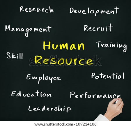 business hand writing human resource concept
