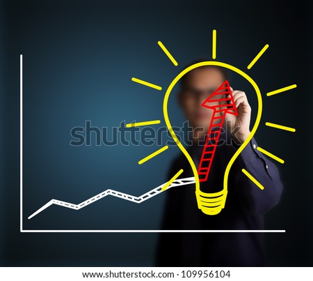 business man writing concept of good idea can make rapid growth and development