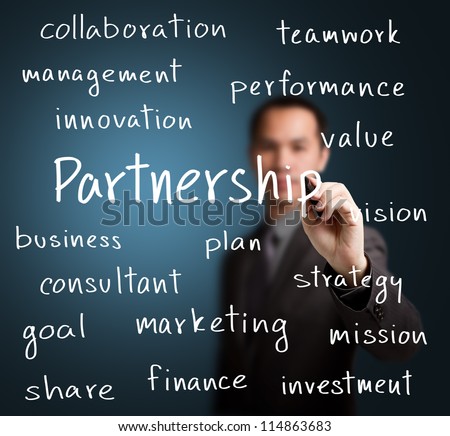 business man writing partnership concept