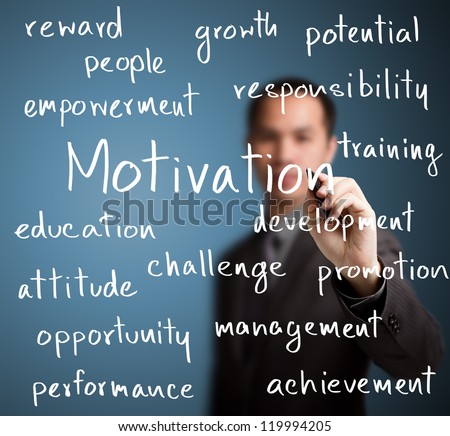business man writing  motivation concept