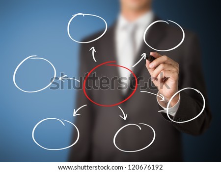 business man writing diagram