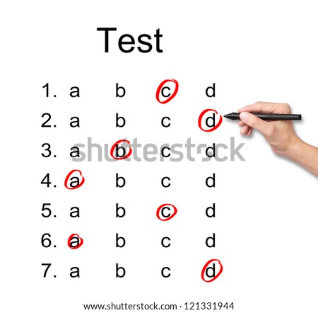 student hand make choice on test result form