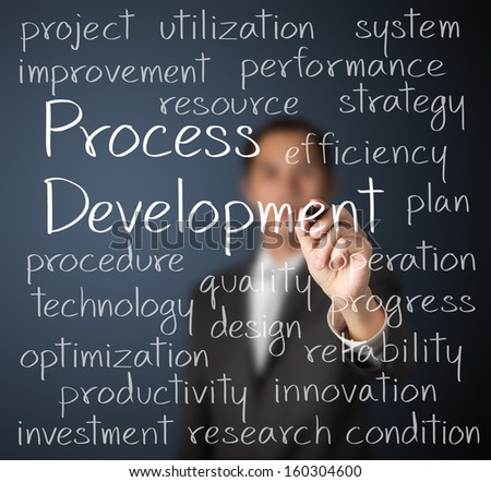 business man writing process development concept