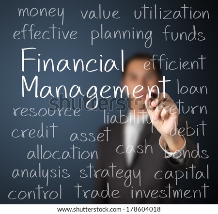 business man writing financial management concept