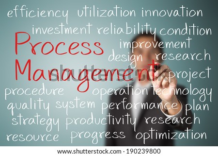 business man writing process management concept