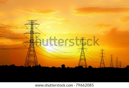 electric pylon at sunset