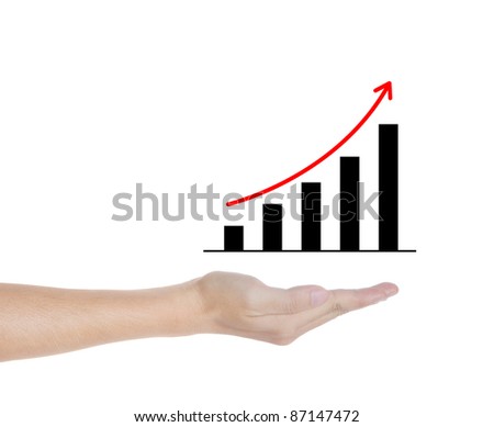 upward trend graph in man hand