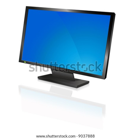 Wide Computer Flat Screen, Blue Stock Vector Illustration 9037888 ...