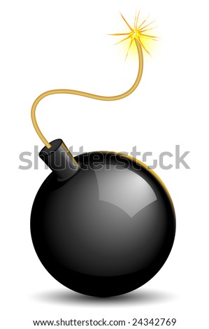 Vector Illustration Of Explosive Bomb With Burning Fuse - 24342769 ...