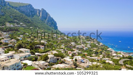 Landscape picture coast of the island of Capri, made from viewing platform, Italy