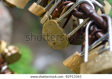 Many heart lock of Chinese love, Huangshan, China, Asia