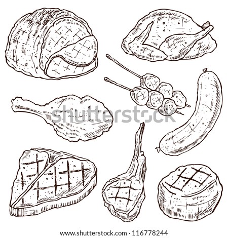 Meat Doodle Vector Set