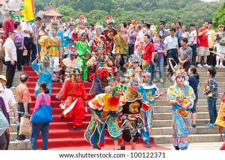 GUANGZHOU, CHINA  - APR 13: Prayer ceremony on Apr 13, 2012 in Mazu Culture Festival. This is China's traditional festivals, Held on the Mar 21 lunar each year, Pray the sea god bless people.