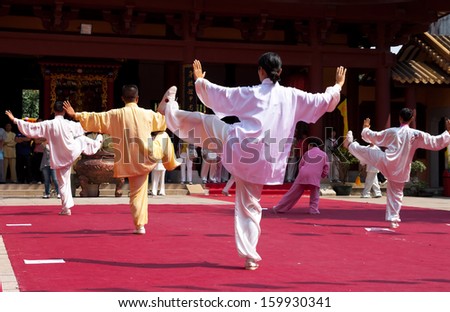 GUANGZHOU, CHINA - OCT 25:Chinese Martial art performance at the 2th Guangzhou Jin Gang Chan Temple Chinese Martial art Cultural Festival. on Oct 25, 2013 in Guangzhou China.