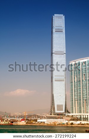 HONG KONG, CHINA - NOV 20:International Commerce Centre on Nov, 20, 2014, Hong Kong,It is the tallest building in Hong Kong.