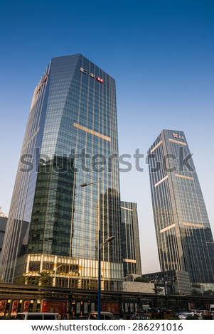GUANGZHOU, CHINA - JAN 20: TaiKoo Hui is a major International level luxurious shopping centre on Jan 20, 2014 in Guangzhou. Designed by world-renowned architectural firm Arquitectonica.