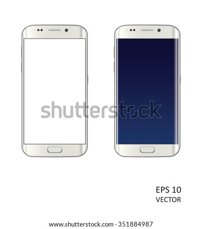 Two realistic vector smartphones on white background.