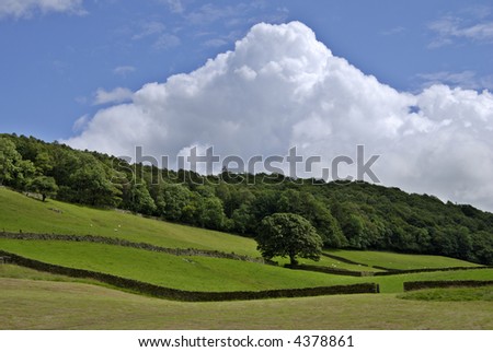 A towering Cumulus cloud above a Summer rural scene