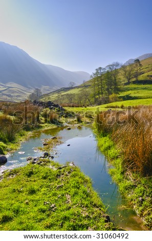 Vertical landscape morning view near Hartsop in the English Lake District National Park, Cumbria, England, United Kingdom.