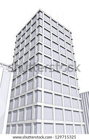 drawing of modern office block in big city