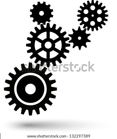 Cogwheel chain. Teamwork, gear