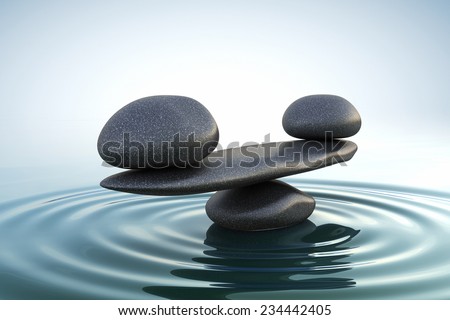 Zen stones balance. Sunrise