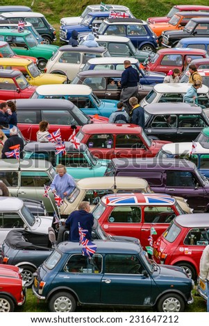 HARTLAND, DEVON, UK - August 1st 2010: Mini owners club rally brought together hundreds of the iconic mini-car.