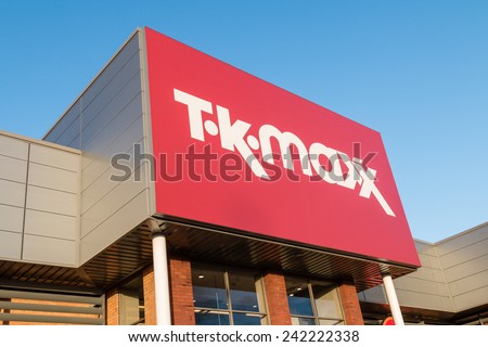 Manchester, UK - January 5th 2015: TK Maxx the UK discount fashion retailer shop sign and storefront