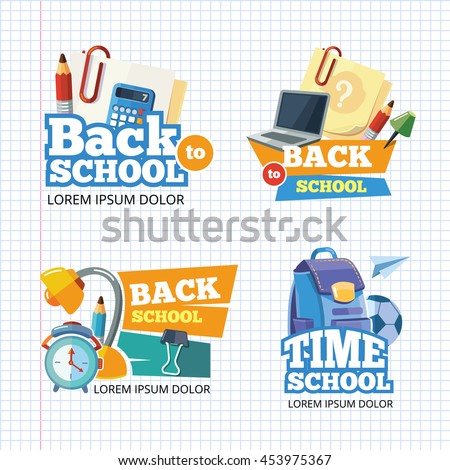 Design template with vector school emblem sets. Elements for logo design with place for your text