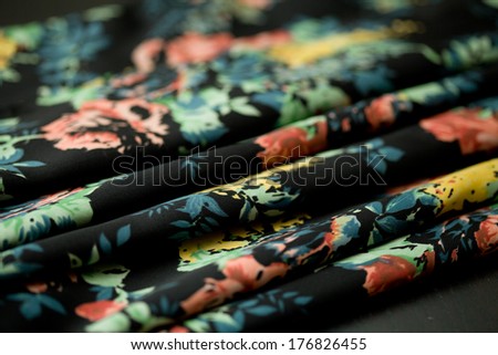 black tender colored textile, elegance rippled material, fabric and tissue