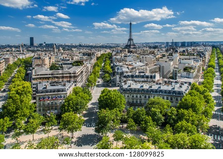 aerial view cityscape of Paris in france