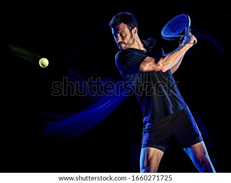 Similar – Image, Stock Photo Paddle tennis player with surgery mask