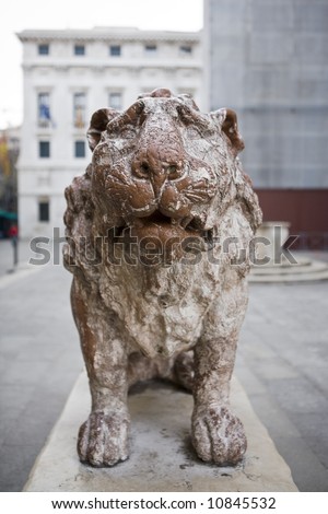 satue of the saint mark lion pazzia san marco saint mark place in the beautiful city of venice in italy