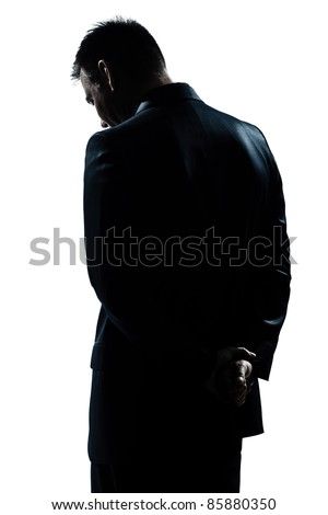 Image, Stock Photo Depressed man in suit in luxury room