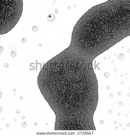 abstract black and white bubbles with white background