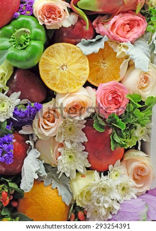 Background of flower and fruit