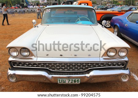 SUPHANBURI, THAILAND - MARCH 31: old Ford classic car exhibited at the annual motor show \