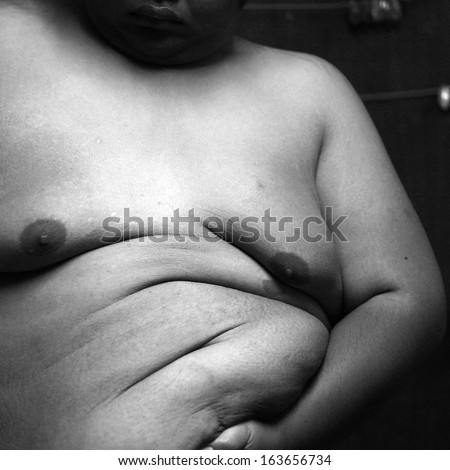 fat man black and white