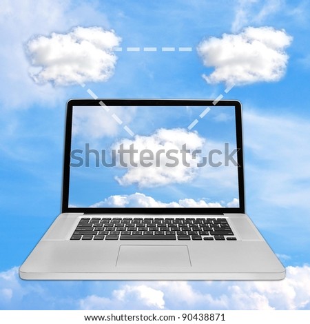 Laptop on the cloud, for cloud computing concept and business