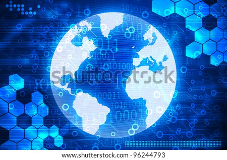 digital world on a dark blue background