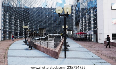PARIS, FRANCE - SEPTEMBER, 1, 2014. Corporate office buildings in the business park of La Defense in Paris.