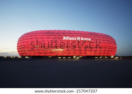 MUNICH, GERMANY - JULY 1, 2013: Detail of the membrane shell of the football stadium Allianz Arena in Munich, Germany, designed by Herzog & de Meuron and ArupSport.