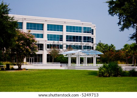 modern professional office with tropical landscaping
